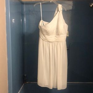 Donna Morgan one shoulder White w/a hint of mint